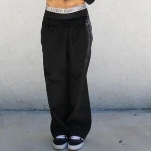 TERRI Project Black Wide Leg Drawstring Elastic Waist Pants Mens Sz S Streetwear